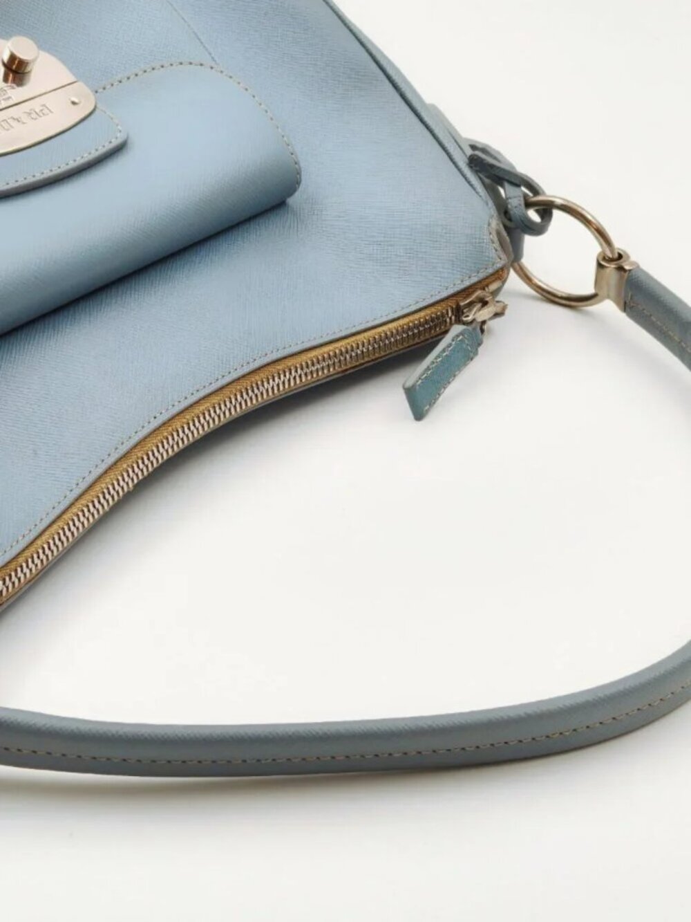 Prada Saffiano Lux Light Blue Leather Shoulder Bag Hobo Purse - Picture 9 of 13